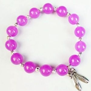 PurpleJade Bead Tibetan Silver Ballerina Bracelet